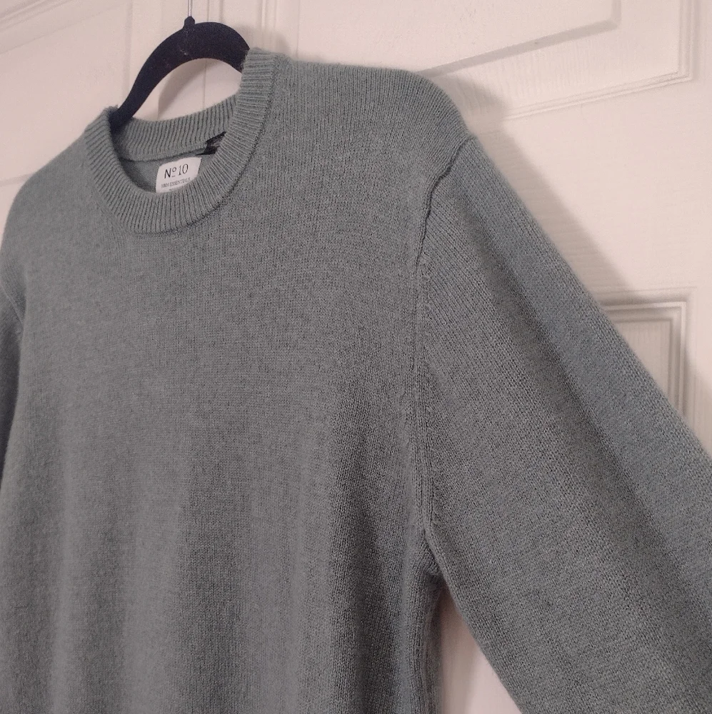 H&M Essentials No. 10 Wool Blend Crewneck Raglan Sweater Sage Green Men's Small